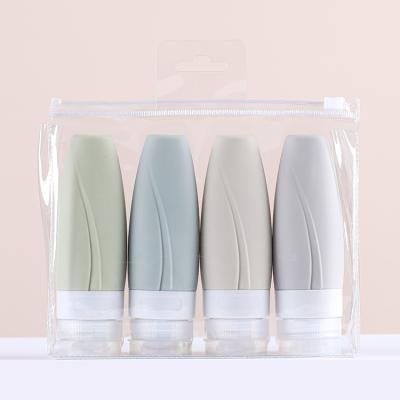 China ZhongDing Hot Selling Simple Travel Set 60ml 90ml Silicone Flip Top Cosmetic Toiletry Travel Bottle Set Travel Kit for sale