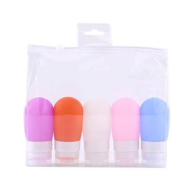 China ZhongDing Hot Selling Outdoor Travel Set 60ml Bathroom Silicone Flip Top Cosmetic Lotion Toiletry Travel Bottle Set Refillable Travel Kit for sale