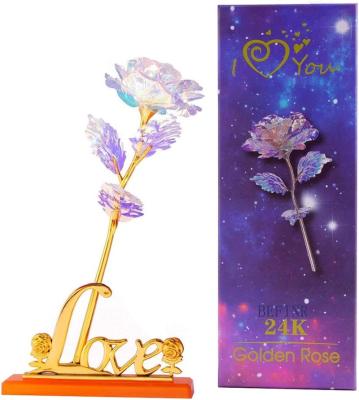 China Wholesale Mother's Day Love Basic 24k Gold Foil Colorful Rose Flower Galaxy Rose Flower Gift Box For Valentines Day Gift for sale