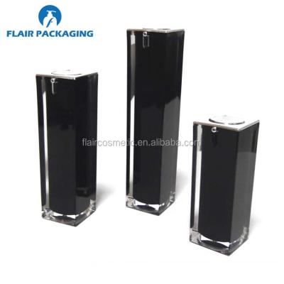 China BEAUTY PACKAGING Black Square Acrylic Airless Pump Bottle For Cosmetic for sale