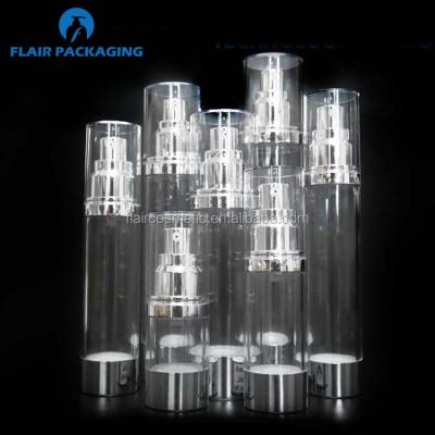 China Plastic UV Silver Airless Bottle 15ml 20ml 25ml 30ml 40ml 50ml 60ml 80ml 100ml 120ml Skin Care Bottle for sale