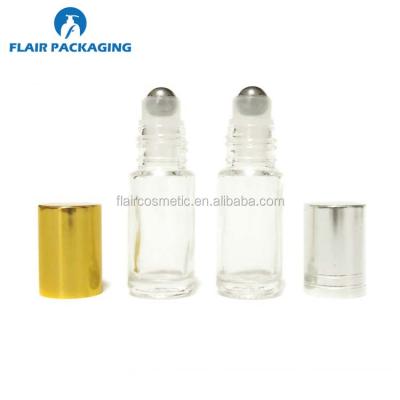 China Personal Care Clear Roll-On Glass Bottle With Metal Trackball for sale