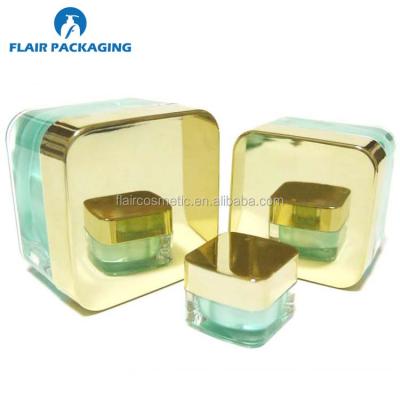 China Luxury Empty Cosmetic Acrylic Square Jar Skin Care Cream 5ml 30ml 50ml for sale