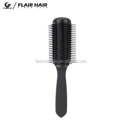 China Professional Black Cushion Salon 9 Rows Detangling Hair Brush for sale