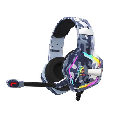 China Earphone Technozone New Design Camouflage RGB Gaming Headset Game Online Popular Selling Cable Earphone For PC Gamer for sale