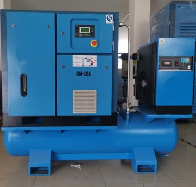 China Lubricated screw air compressor with air tank, air dryer and filter for sale