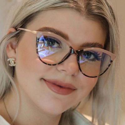 China Computer Glass TR90 Blue Light Anti Blocking Retro Cat Eye Glasses Frame Women Glasses For Ladies Fashion Optical Sight for sale