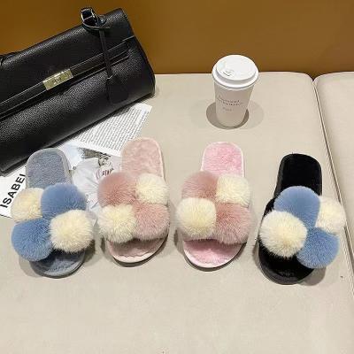 China Low Moq Dropshipping Fashion Trend Women Faux Fur Fluffy Soft Home Ladies Fashion Fur Slippers for sale