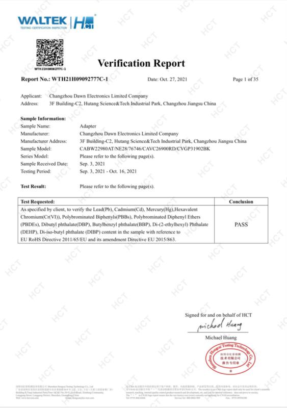 CE - Changzhou Dawn Electronics Limited Company