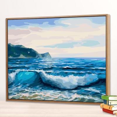 China Wholesale New Classical/Postmodern Easy Decompression DIY Colorful Sea Landscape Living Room Decoration Hand Painted Painting By Numbers for sale