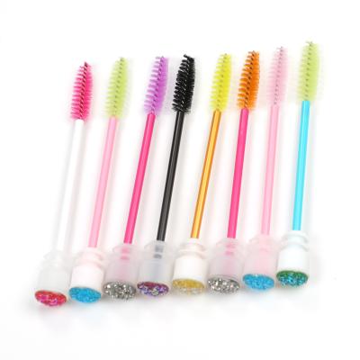 China Disposable Plastic Rose Mascara Wands Lash Extension Brush Crystal Glitter Smudge Brush Eyelash Tube Plastic for sale