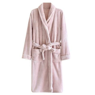 China QUICK DRY Women's Autumn Winter Flannel Couples Thickened Nightgown Men's Bathrobe Pajamas Extended Warm Home Clothes for sale