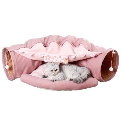 China Indoor Collapsible Cat Tunnel Soft Play Bed Cover Soft Tunnel Tubes Toys For Cat for sale