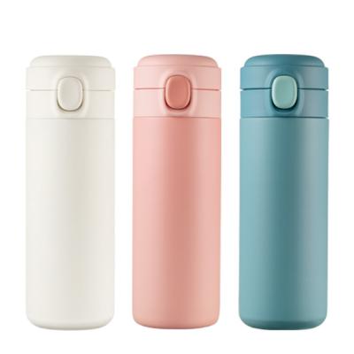 China Hot Selling PORTABLE Pea Cup Double Wall Stainless Steel Insulated Pea Water Bottle With Bounce Over Lid for sale