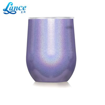 China New Design Sustainable 12 oz Wine Tumbler Twinkle Wall Drinking Cup Wine Tumbler With Lids Fit Straw for sale