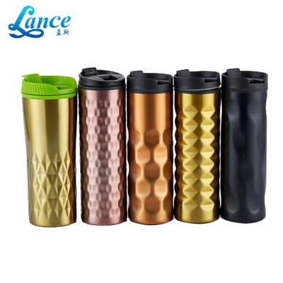 China PORTABLE BPA Free 500ml Stainless Steel Hot Pink Silicone Leather Coffee Mug for sale