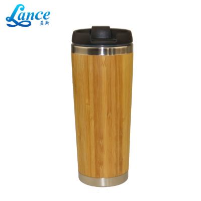 China Sustainable Custom Colors Eco-Friendly Durable LFGB Passed 16 Ounce Wooden Coffee Mug Bamboo Travel Mug for sale