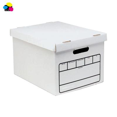 China 100% Eco-friendly 725 lbs High Quality Corrugated White Gray Letter /Legal Take Off Lid File Box for sale