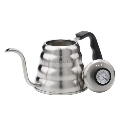 China Sustainable High Quality Stainless Steel Spill Over Gooseneck Coffee Pot With Built In Thermometer for sale