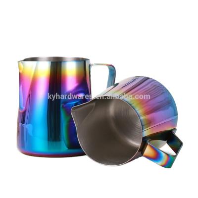 China Traditional New Product Colored Liner 12 Oz Stainless Steel Skimming Pitcher Milk Frothing Pitcher for sale