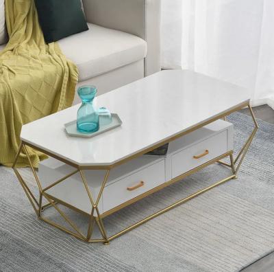 China Simple Modern Rectangular Rock Tempered Glass Coffee Table Small Apartment Living Room Nordic Modern Light Luxury Marble Table for sale