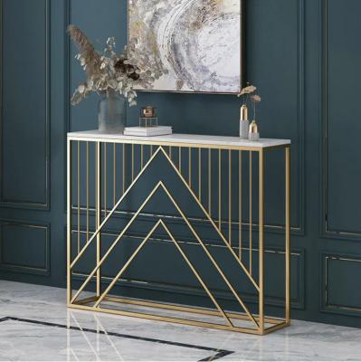 China Hot Nordic Luxury Modern Metal Long Console Table Wall Shelf Gold Console Table for sale