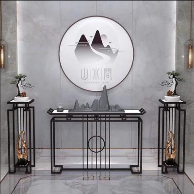 China Stone Marble Console Table Bar Coffee Table Modern Premium Chipboard Home Porch Table Set for sale