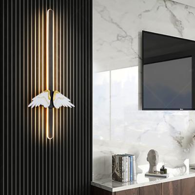 China Creative Luxury Art Deco Minimalist Long Wall Lamp Bedroom Bedside Lamp Living Room TV Background Wall Grill Light Decoration Light for sale