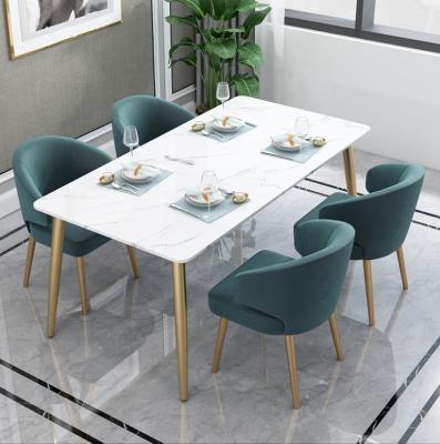 China Northern Europe Style Adjustable Apartment (Height) Round Rock Beam Dinner Table Sets Marble Slab With 6 Chairs for sale