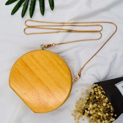 China Fashion Women's Evening Clutch Bag Wooden Cross-body Handbag Messenger Latch Bag Wooden Frame Bag for sale