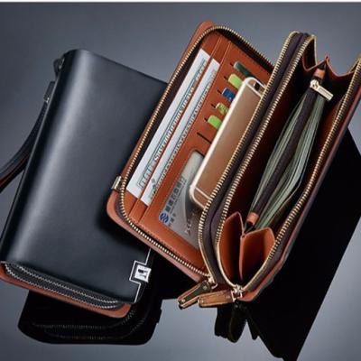 China Fashion Large Capacity Zipper Two Way Clutch Bag , Men Leather Clutch Handbag for sale