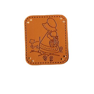 China PU Washable Custom Leather Patch Debossed Trellis Patches for sale