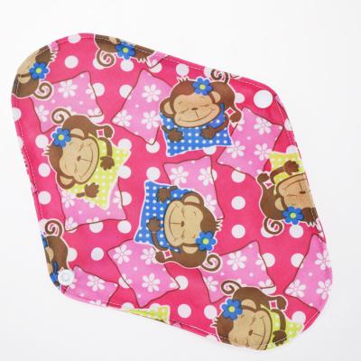 China Super Absorbent Reusable& Menstrual Sanitary Pads Girls Bamboo Fiber Printed Menstrual Washable Bamboo Fiber Printed Monkey Pattern Brown Pad for sale