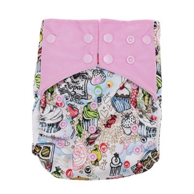 China Printed Baby Cloth Diaper Square Ear Row Button Double Stitching Fruit Image Leak Proof Diapers Insert Double Insert for sale