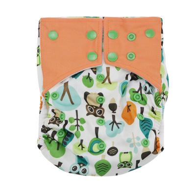 China Printed Baby Cloth Diapers Square Ear Row Double Stitch Button Printing Green Forest Image Leak Proof Diapers Insert for sale