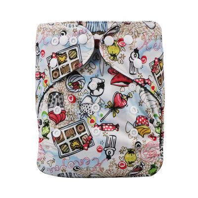 China Printed Reusable&Washable Baby Cloth Diapers Bamboo Charcoal Insert Sanitary Pad Printed Fruit Pattern Diapers for sale