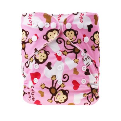 China Printed Double Row Cloth Baby Diapers Baby Diapers Buttons Baby Cloth Adjustable Washable&reusable Monkey Patterns Pink Baby Products for sale