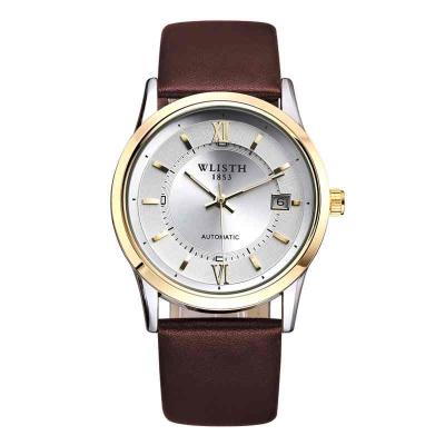 China Day/Date Fashion Alloy Leather Glass Mirror Mineral Men's Automatic Mechanical Watch for sale