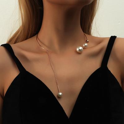 China Europe and America fashion jewelry pearl necklace wedding pendant necklace women America short number necklaces party chain gift FJ001 for sale