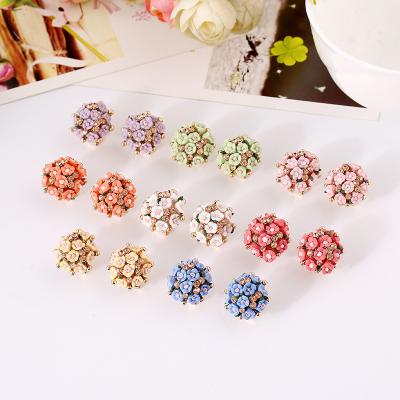 China Rose Korean version of cute flower earrings of foreign trade popular jewelry ceramic cute earrings for sale