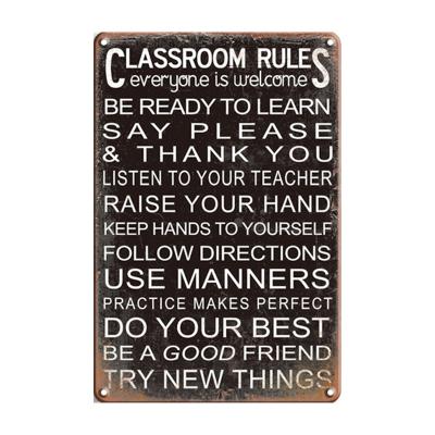 China Europe Classroom Rules Vintage Metal Sign Plate Rock Band Picture Retro Tin Poster Wall Art Decor For Music Cafe Bar Club Bar Iron On for sale