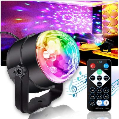 China Theme Park Disco Lights Ball Lights RGB LED Small Stage LED Rotating Remote Control Magic Ball USB Mini Crystal Light XK001 for sale