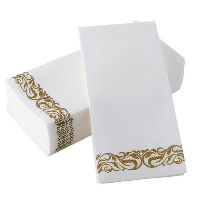 China printed & White Guest Napkin Feel Wood Pulp Food Grade Linen Pure White and Logo Printed Dinner Restaurant Airlaid Napkin Paper for sale