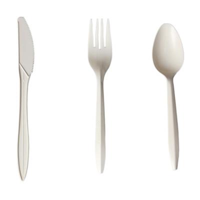 China Compostable 100% Biodegradable Plastic Cornstarch Fork Do Not Spoon Disposable Spoon Knives Dinnerware Sets for sale