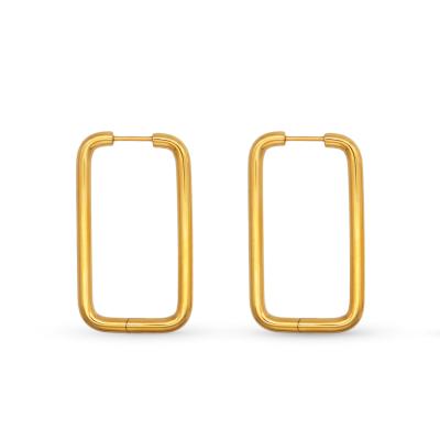 China Chris April TRENDY In Stock 316L Stainless Steel Minimalist Geometric Circle Rectangle Earrings for sale