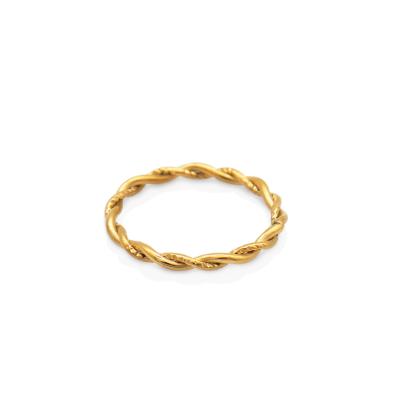 China Trendy Chris April In Running Fashion Jewelry 316L Stainless Steel PVD Gold Plated Minimalist Twist Ring for sale