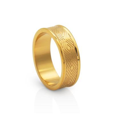 China Chris April In Trendy Running Jewelry 316L Stainless Steel PVD Gold Plated Totem Ring For Women for sale