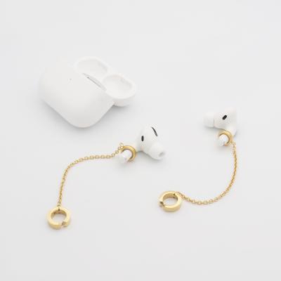 China Chris April TRENDY In Stock 316L Stainless Steel PVD Gold Plated Minimalist Anti-lost Earphone Chain Ear Cuff for sale