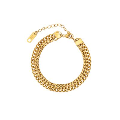 China Chris April TRENDY Simple Fashion Design 316L Stainless Steel PVD Gold Plated Personalized Modern Chain Bracelet for sale