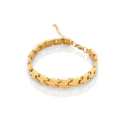 China Chris April retro fashion jewelry 316L version 316L stainless steel pvd wide elegant gold plated strap shape bracelet Chris April retro for sale